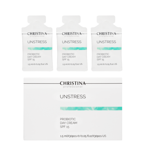 Christina (Кристина) Unstress-Probiotic day cream SPF15 / Дневной крем с пробиотическим действием SPF15 в саше, 30 шт по 1,5 мл