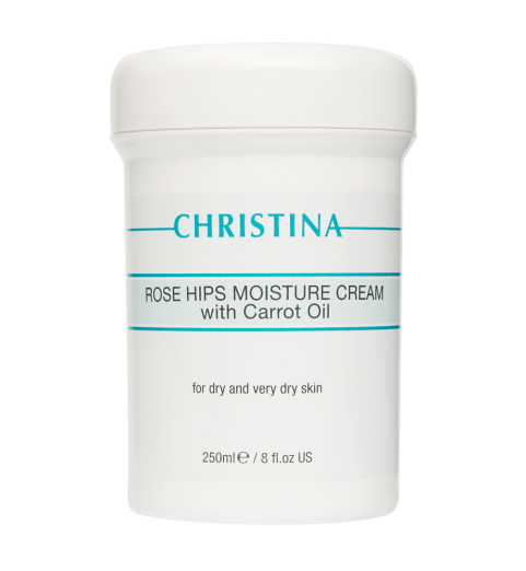 Christina (Кристина) Rose Hips Moisture Cream with Carrot Oil for dry and very dry skin / Увлажняющий крем с маслом моркови для сухой и очень сухой кожи «Шиповник», 250 мл