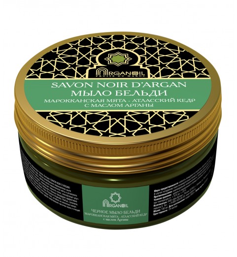 Diar Argana Arganoil Fruits Du Maroc Savon Noir D'Argan / Марокканское мыло Бельди с маслом арганы и ароматом "Марокканская мята-Атласский кедр", 100 мл