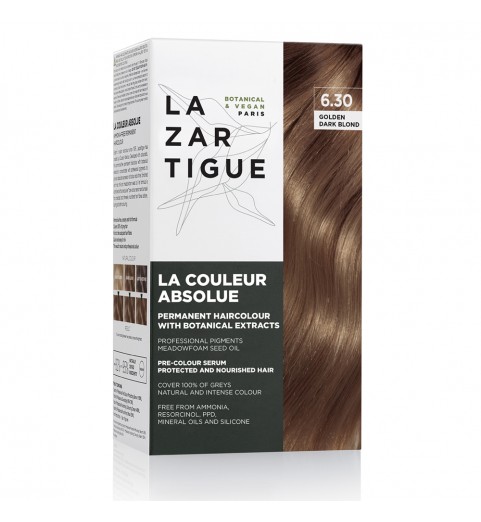 Lazartigue Couleur Absolue - Golden Dark Blond 6.30 / Краска для волос перманентная безаммиачная - Золотистый тёмный блондин 6.30 , набор