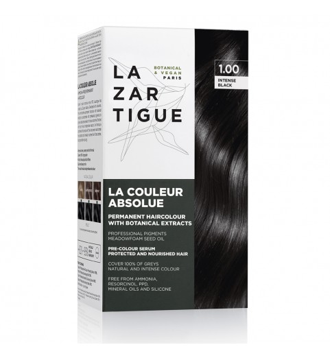 Lazartigue Couleur Absolue - Intense Black 1.00 / Краска для волос перманентная безаммиачная - Интенсивный чёрный 1.00 , набор