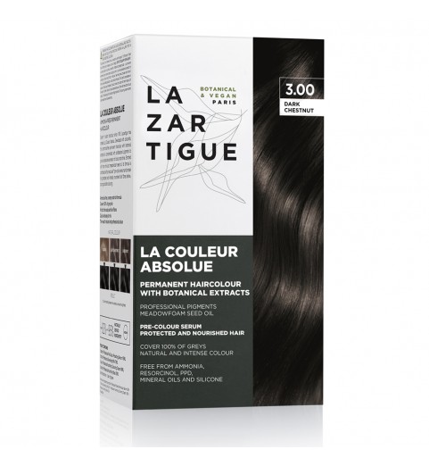 Lazartigue Couleur Absolue - Dark Chestnut 3.00 / Краска для волос перманентная безаммиачная - Тёмный каштан 3.00, набор