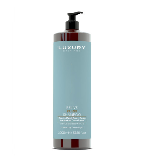 Luxury Hair Pro Relive Purix Dandruff And Greasy Scalp Shampoo / Шампунь против перхоти для жирной кожи головы, 1000 мл Luxury Hair Pro Relive Purix Dandruff And Greasy Scalp Shampoo / Шампунь против перхоти для жирной кожи головы, 1000 мл