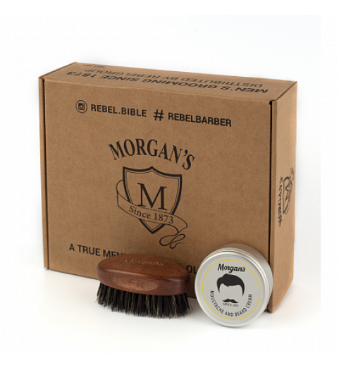 Подарочный набор для бороды и усов Morgans (крем + щетка)