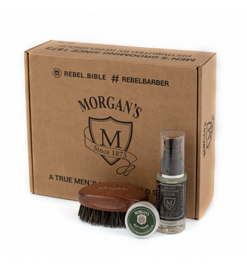 Morgans Подарочный набор для бороды с тестером матовой помады для укладки