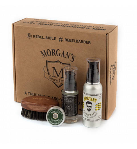 Morgans Подарочный набор для бороды с тестером матовой помады для укладки